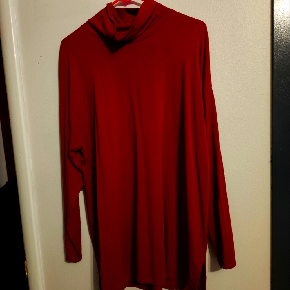 Beautiful J Jill sweater for in between seasons.  Mock turtleneck.  Rich maroon.